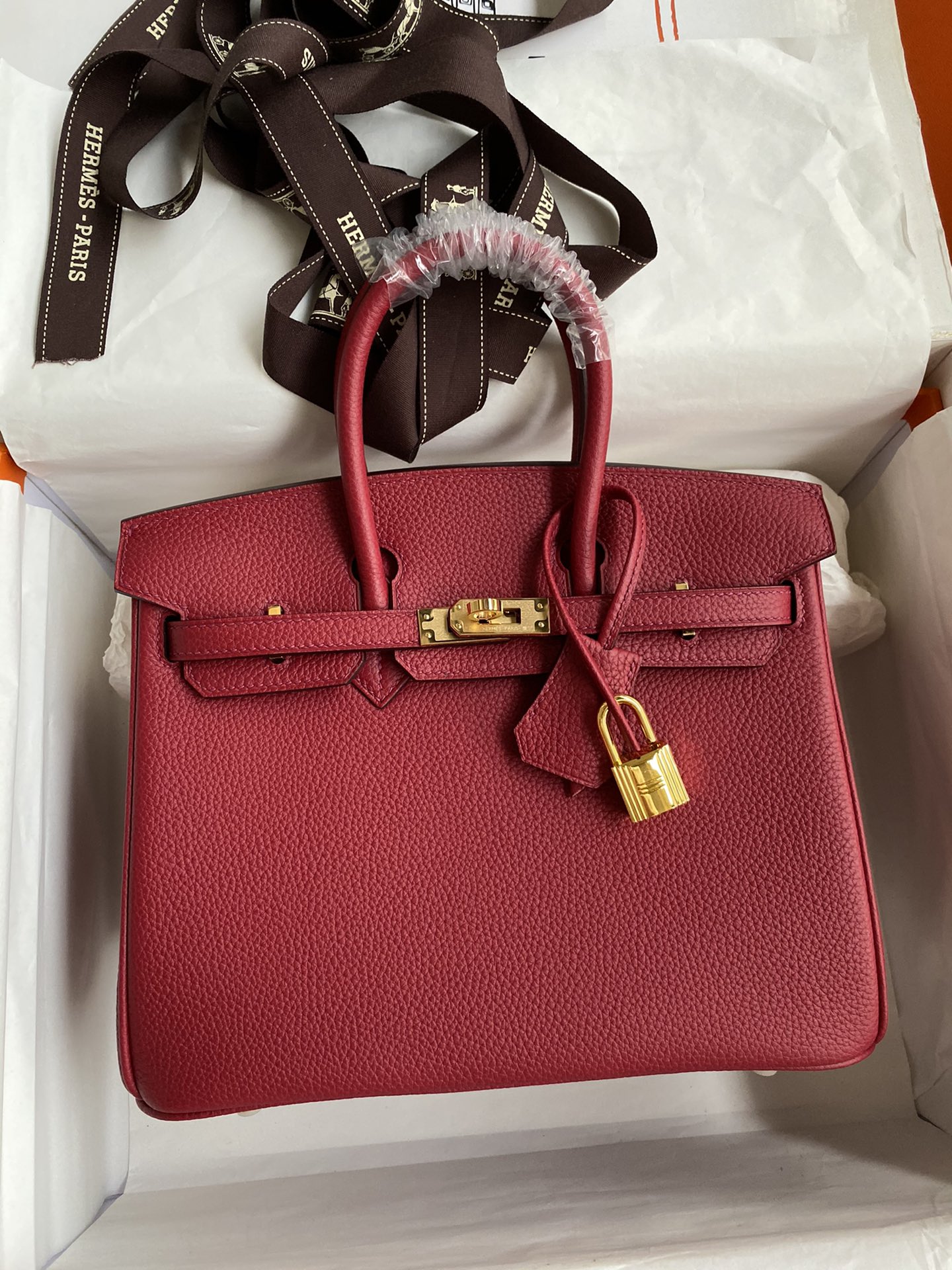 Hermes Birkin 25CM Togo Leather Handbag Burgundy